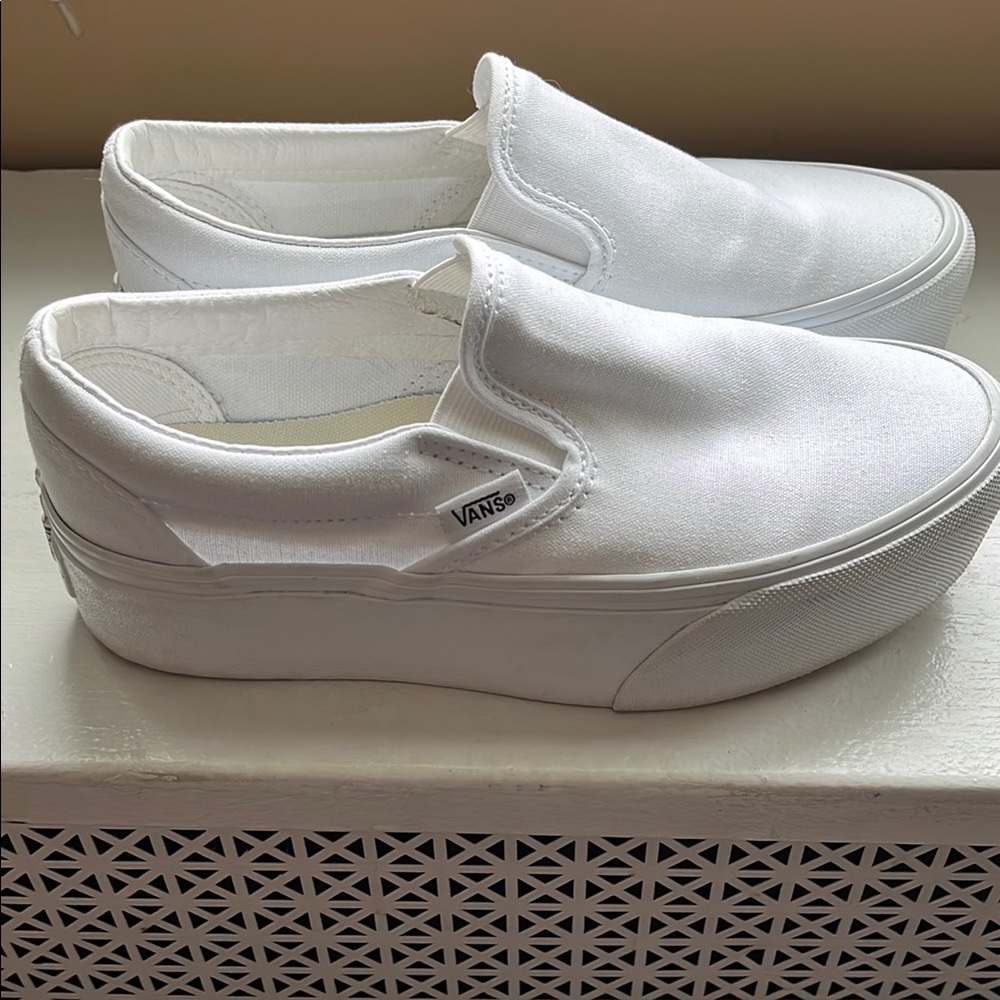 Vans White Slip-On Sneakers Canvas Comfort